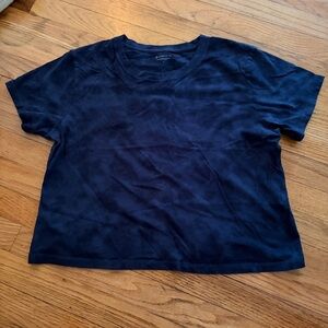 Athleta Essential Tee Cropped Women's Navy Tie Dye Blue T-Shirt Large